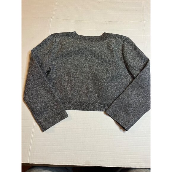Spense Womens silk blend S 3/4 sleeve  silver Metallic Cropped sweater Jacket - Picture 2 of 9